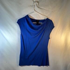 Ann Taylor Royal Blue Draped Blouse